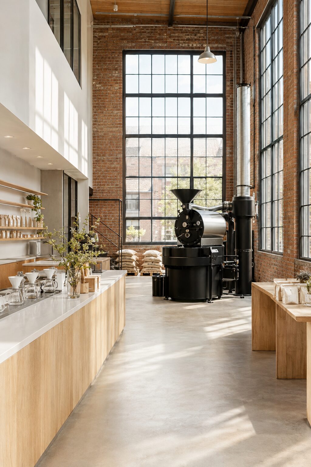 Coffee roastery in a converted brick building